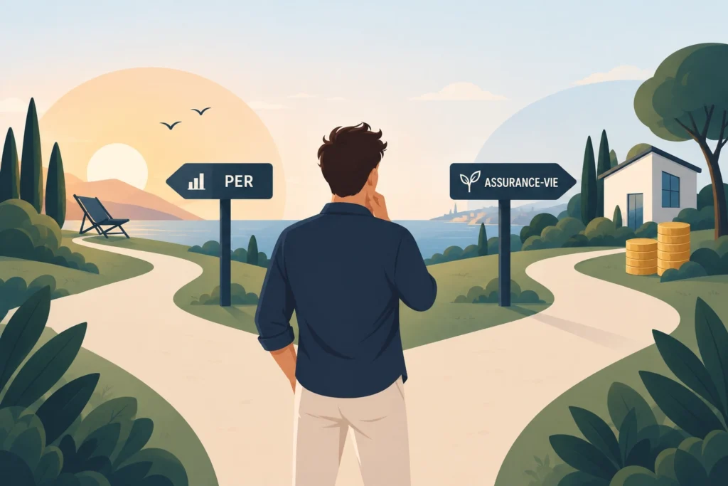 Illustration du choix entre PER et assurance-vie pour un indépendant